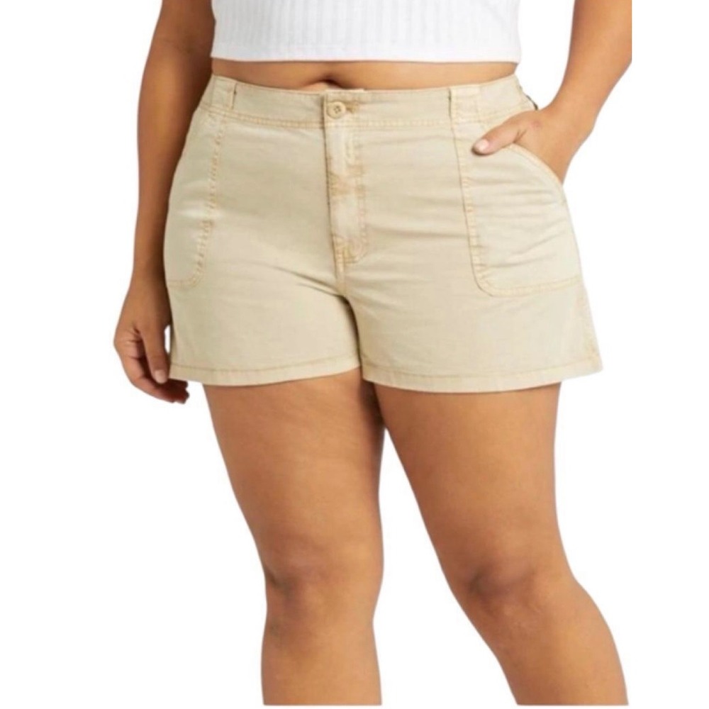 BP. Womens Tan Khaki Utility Cargo Shorts Plus Size 24 NWT Stretch Cotton